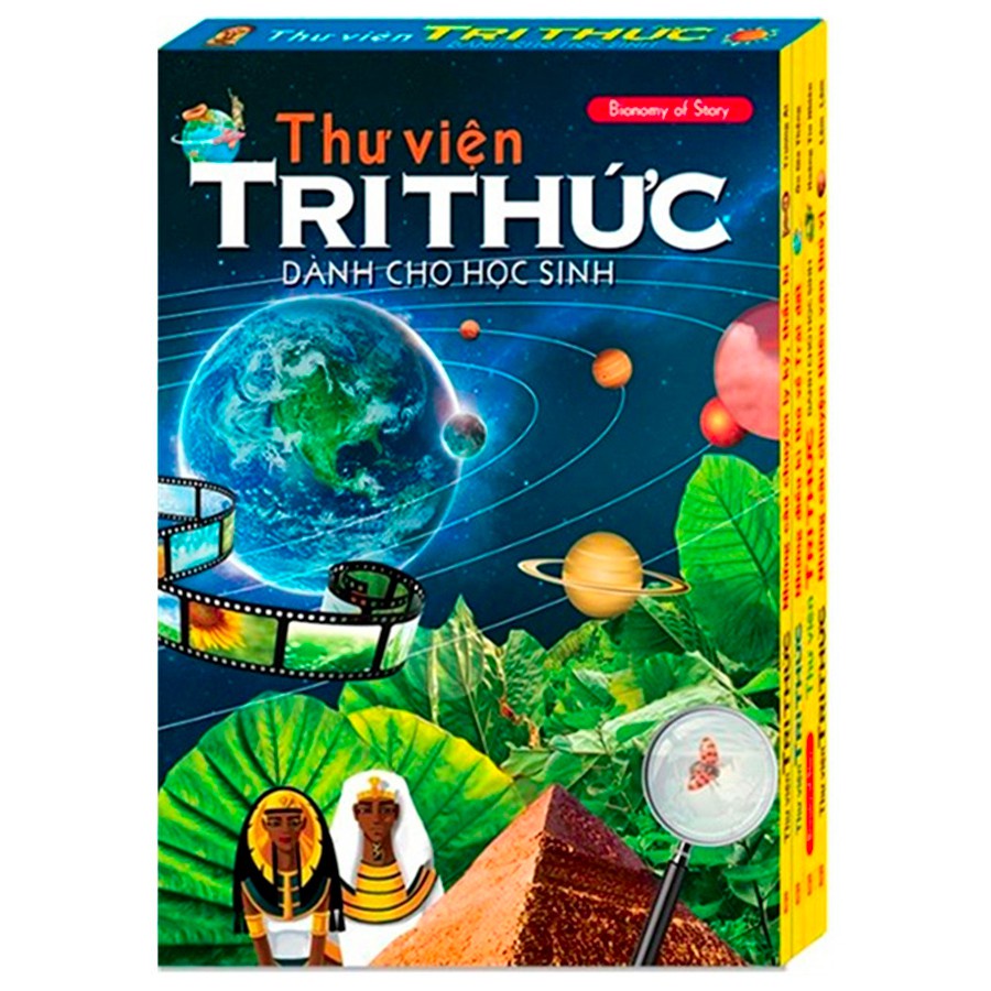 Sách - Thư Viện Tri Thức Dành Cho Học Sinh ( Hộp 4 Cuốn) Tặng Kèm Bookmath