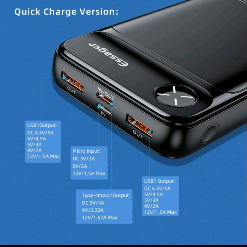 Pin dự phòng ESSAGER 20000mah pd 20w thích hợp cho iP điện di động