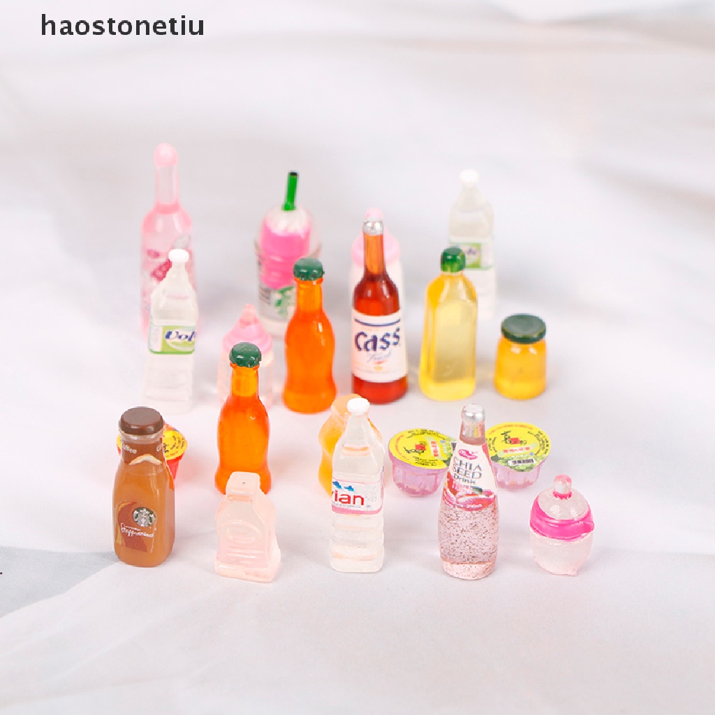 Set 10 Mô Hình Chai Nước Mini Bằng Nhựa Resin Trang Trí Nhà Búp Bê