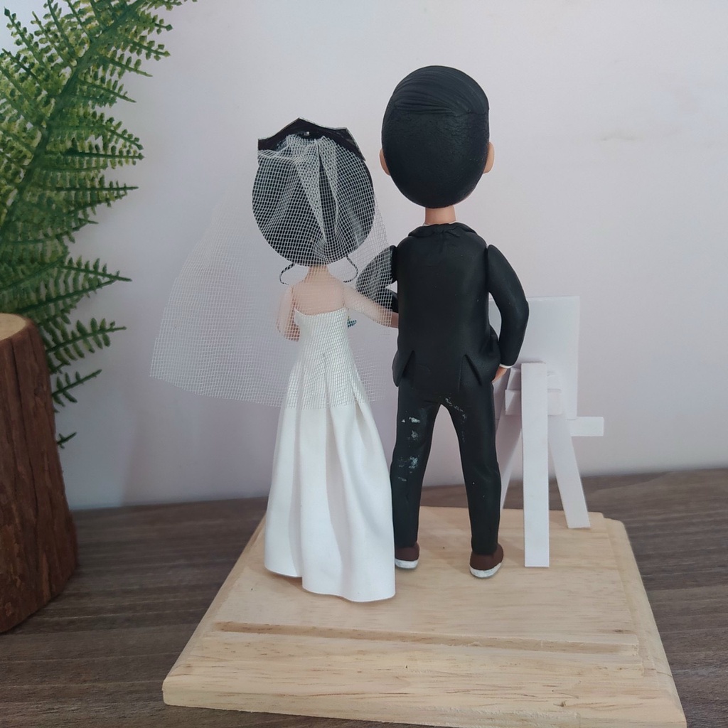 Tượng cặp đôi chibi tình yêu đất sét nhật quà cưới handmade theo yêu cầu