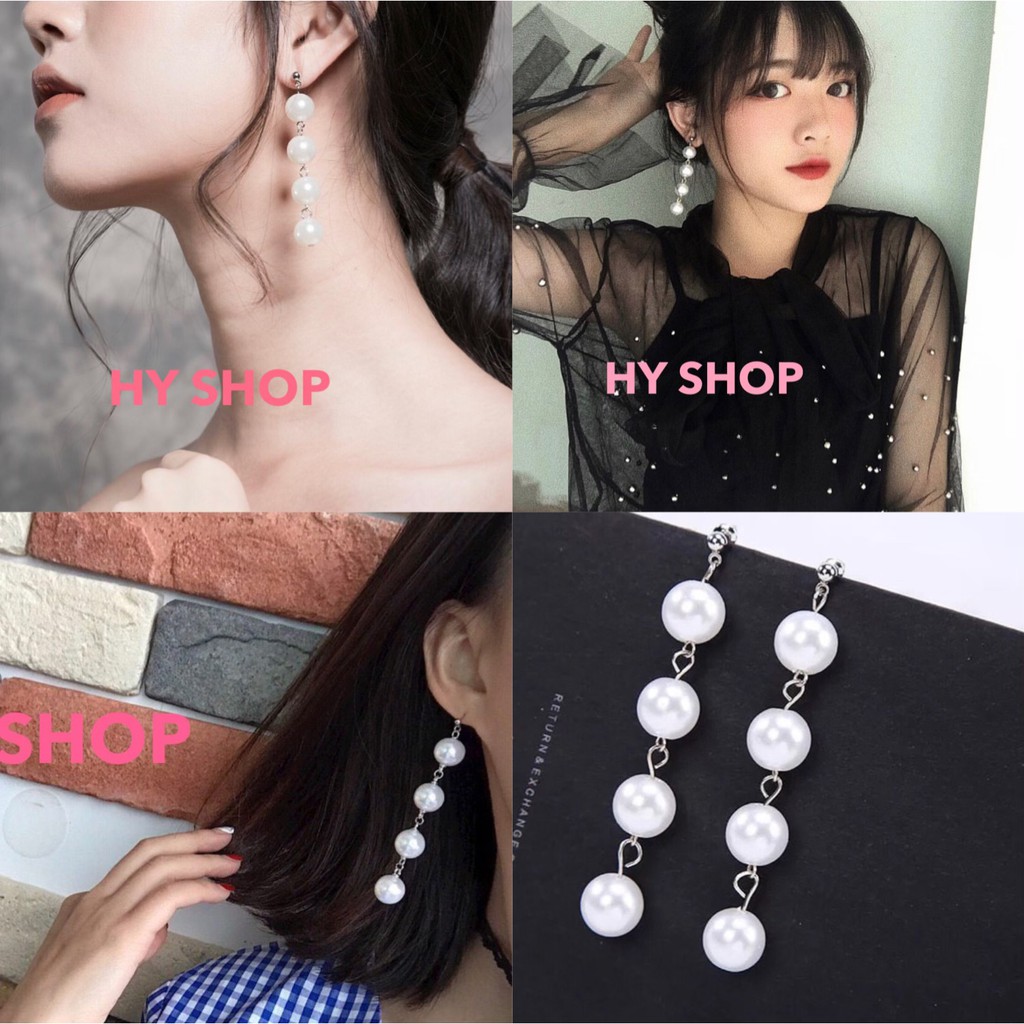bông tai chuỗi ngọc trai nhân tạo