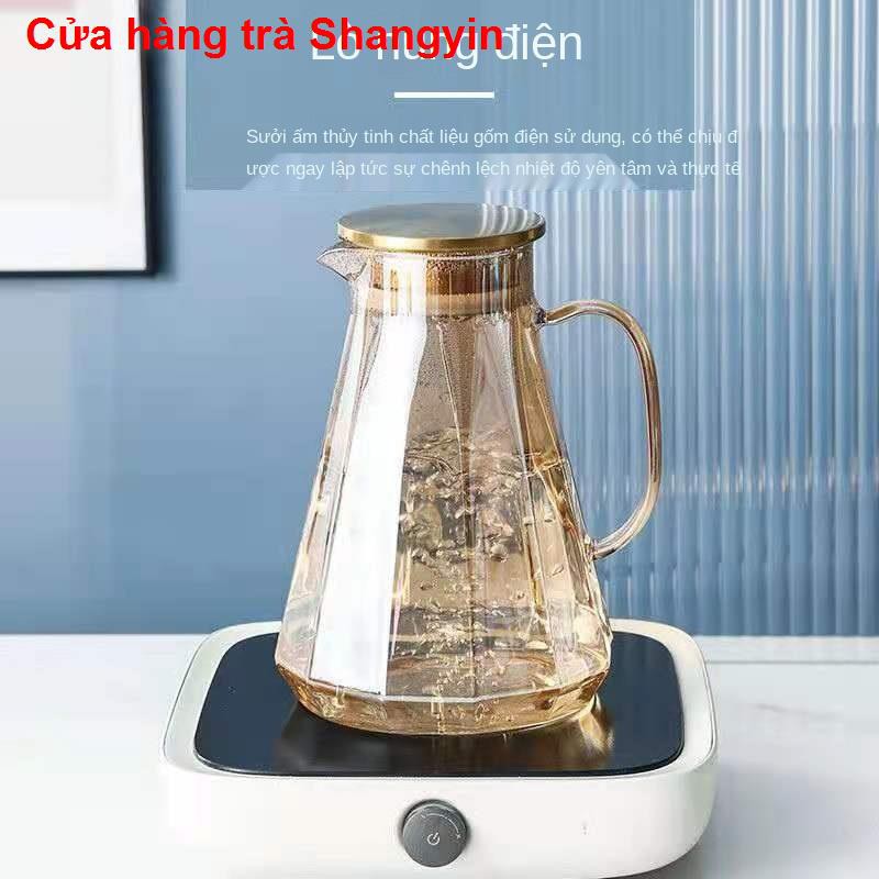 Bộ ấm trà tách sang trọng kiểu bắc âu đun nước phòng khách cốc thủy tinh chén có khay11