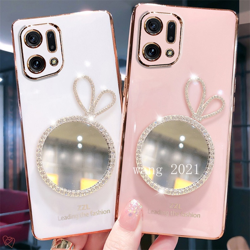Ốp Điện Thoại Silicon Mềm Siêu Mỏng Có Gương Trang Điểm Cho OPPO Find X5 Pro 5G A96 A76 A16e A16k 4G