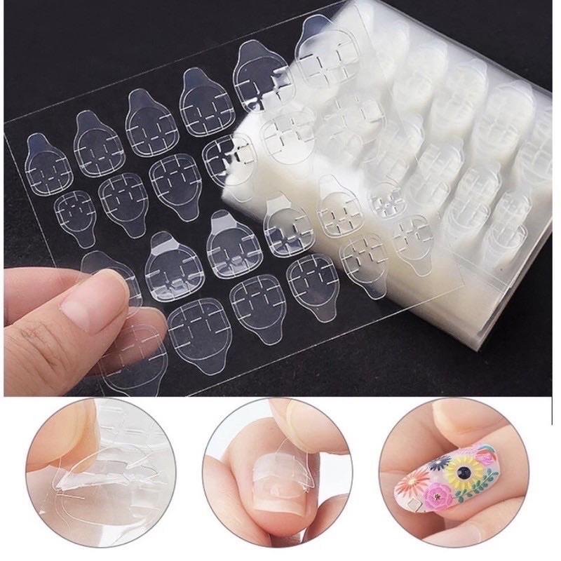 miếng dán móng , keo silicon dán móng nailbox, tờ 24 miếng dán