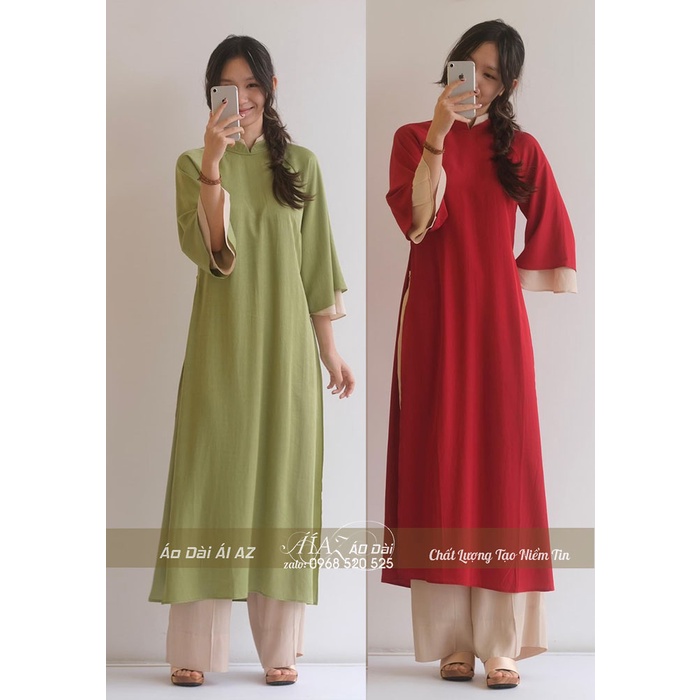 Áo Dài Cách Tân Nữ Dáng Suông Tay Ngắn Loe Bèo AZ01-2