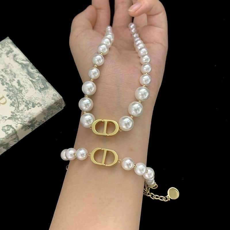 Vòng cổ CD dây chuyền ngọc sang trọng phụ kiện trang sức nữ rễ phối đồ Món quà ý nghĩa cho bạn gái