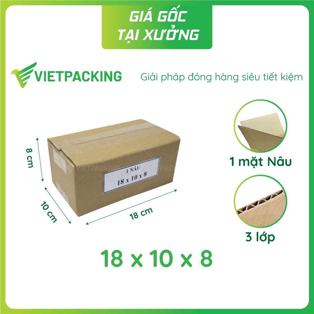 18x10x8 (1 Nâu) - 25 hộp carton đóng hàng hóa nhỏ