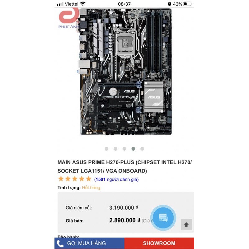 Main Asus PRIME H270-PLUS( chipset intel h270 socket LGA 1151-VG onboard) | WebRaoVat - webraovat.net.vn