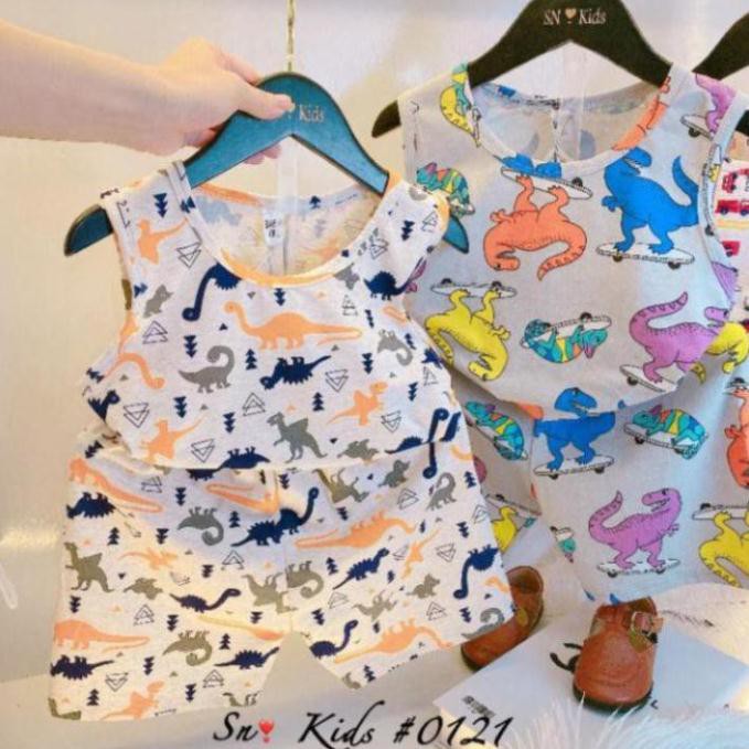 Set bộ ba lỗ hè in hình mini toàn thân cho bé chất cotton xuất dư siêu mềm