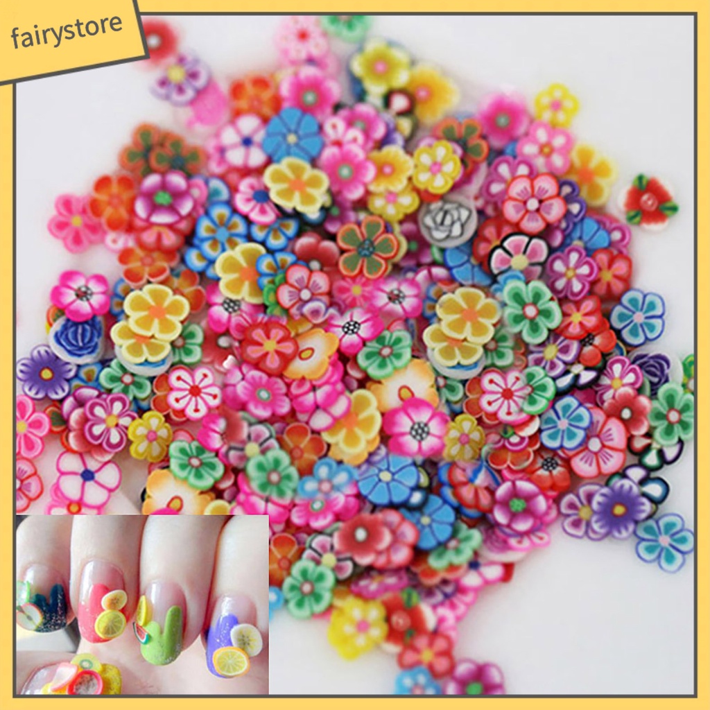Set 1000 sticker hình hoa/trái cây 3D dùng trang trí móng tay tiện dụng