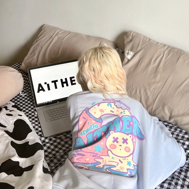AITHER STUDIO Áo nỉ Sweater GẤU Donut Unisex form rộng