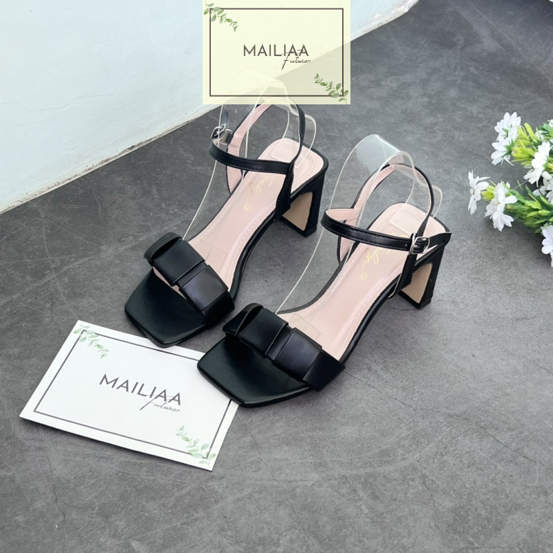 Sandal quai ngang phồng MAILIAA mã MOI gót dẹp 5 phân