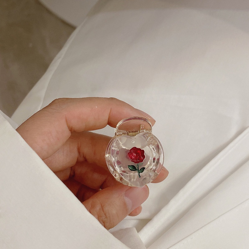 Kẹp tóc thời trang trong suốt hình hoa hồng