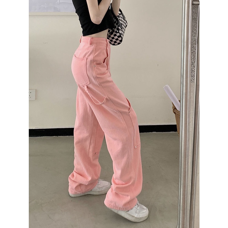 Jiashucheng Quần Jean Dài Lưng Cao Ống Rộng Dáng Suông Thời Trang Mùa Hè Cho Nữ