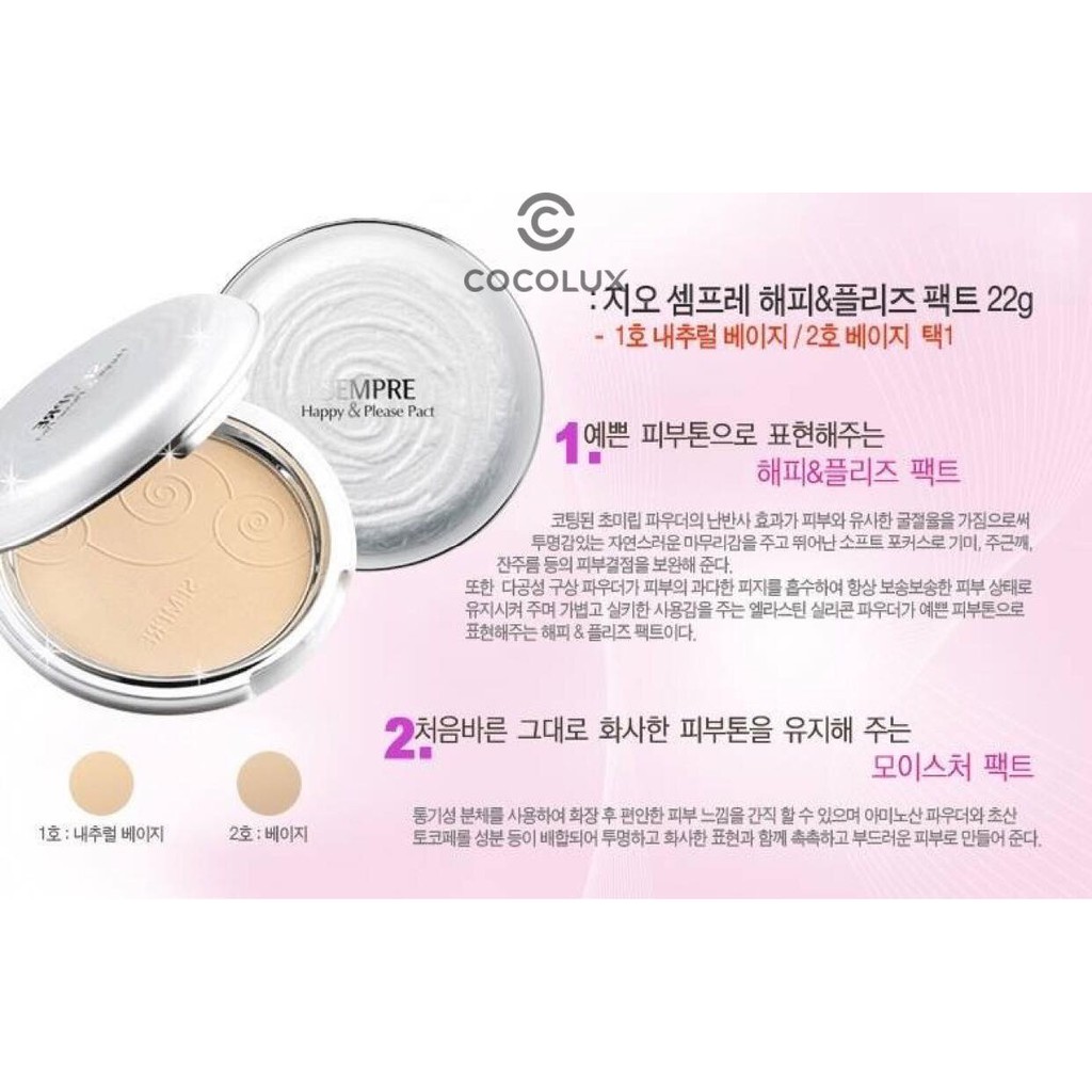 [CoCoLux] Phấn Phủ GEO trắng Sempre Happy & Please Pact