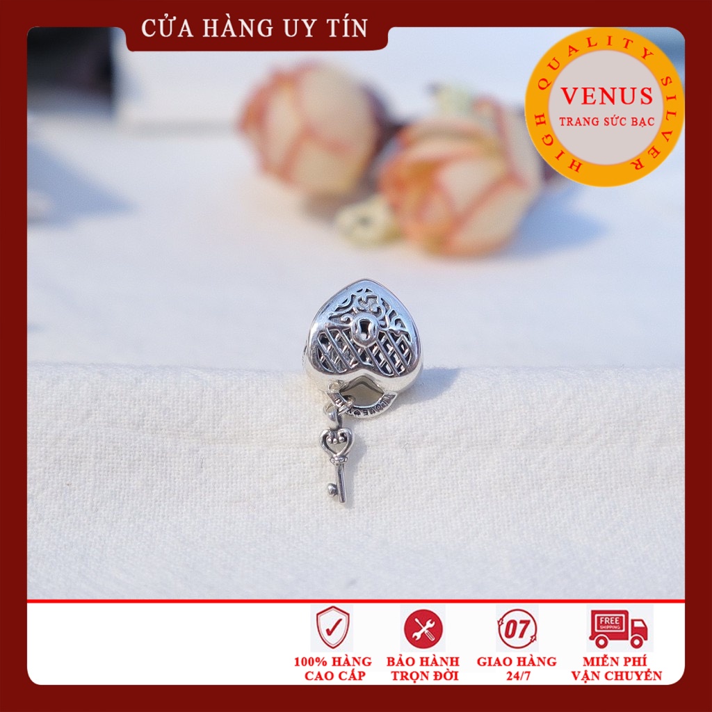 [Charm bạc 925 cao cấp] Charm treo tim chìa khóa- Mã sản phẩm VENUSTKT