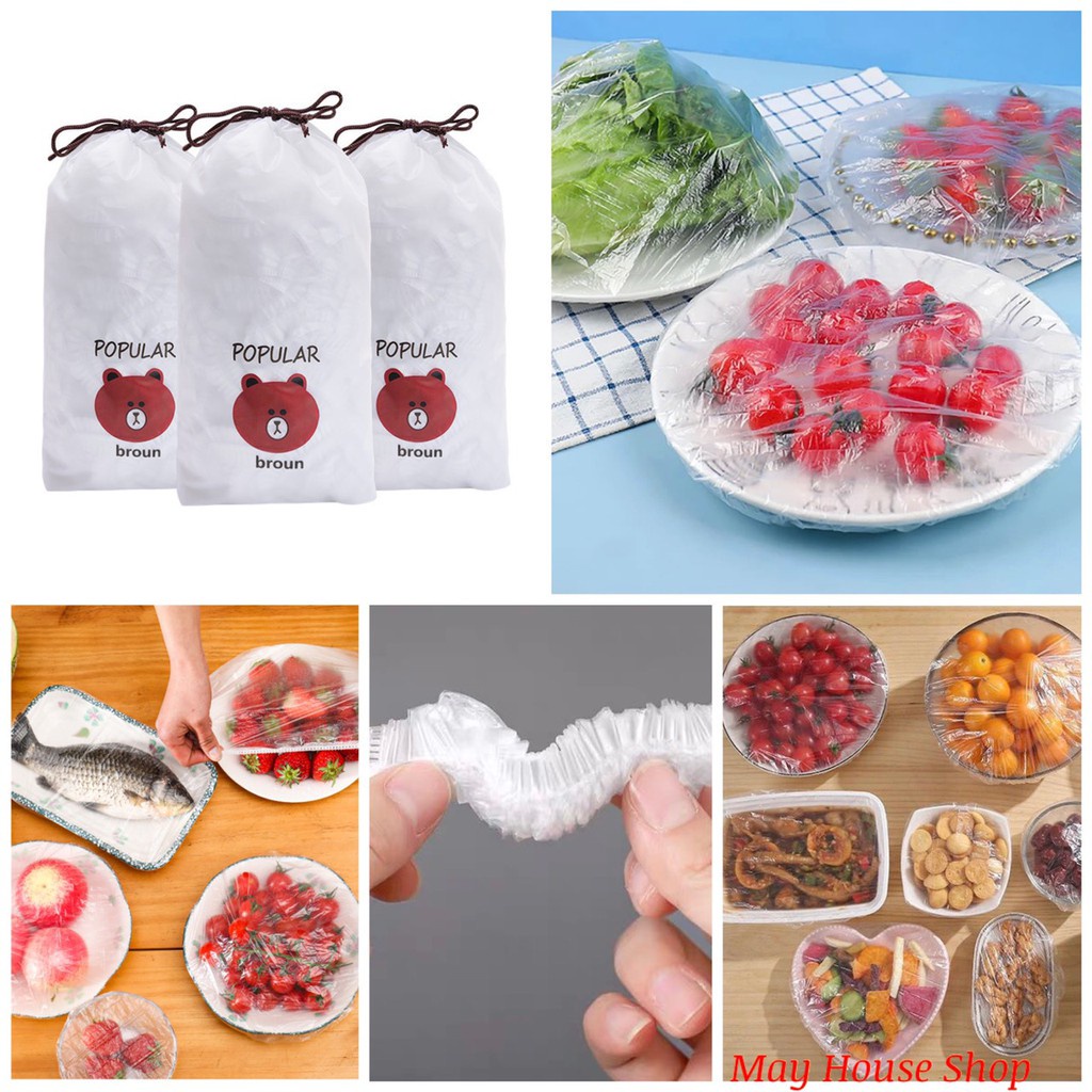 Set 100 Màng Bọc Thực Phẩm Có Túi Đựng Hình Gấu