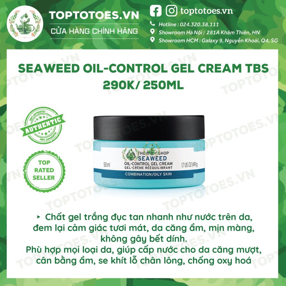 HẠ NHIỆT MÙA HÈ Bộ sản phẩm Seaweed The Body Shop sữa rửa mặt, toner, kem dưỡng, mặt nạ, tẩy da chết CHỈ HÔM NAY