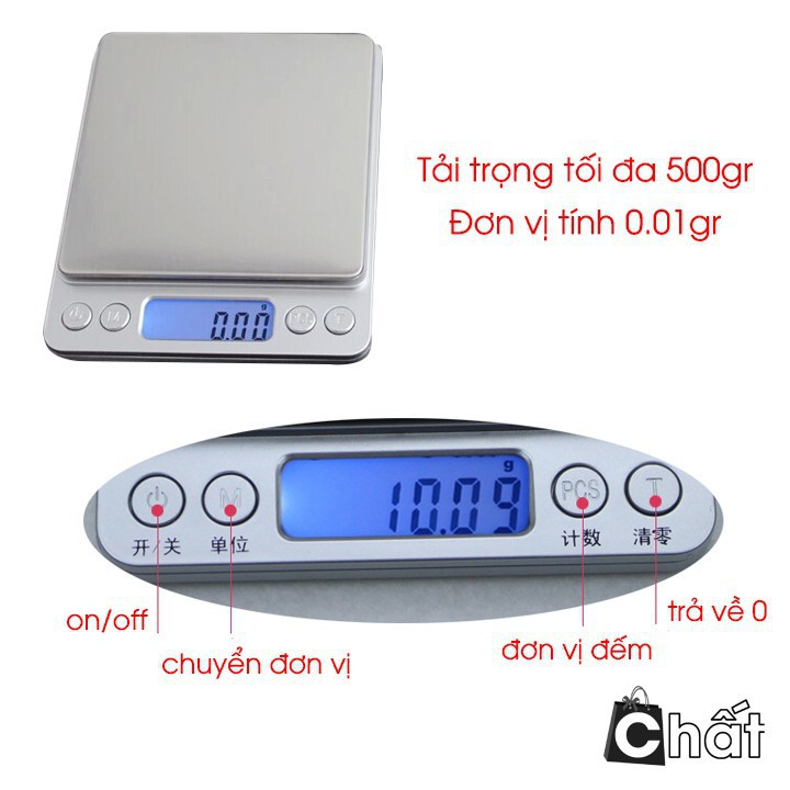 Cân tiểu ly độ chính xác cao đơn vị tính 0.01g tải trọng tối đa 500gram