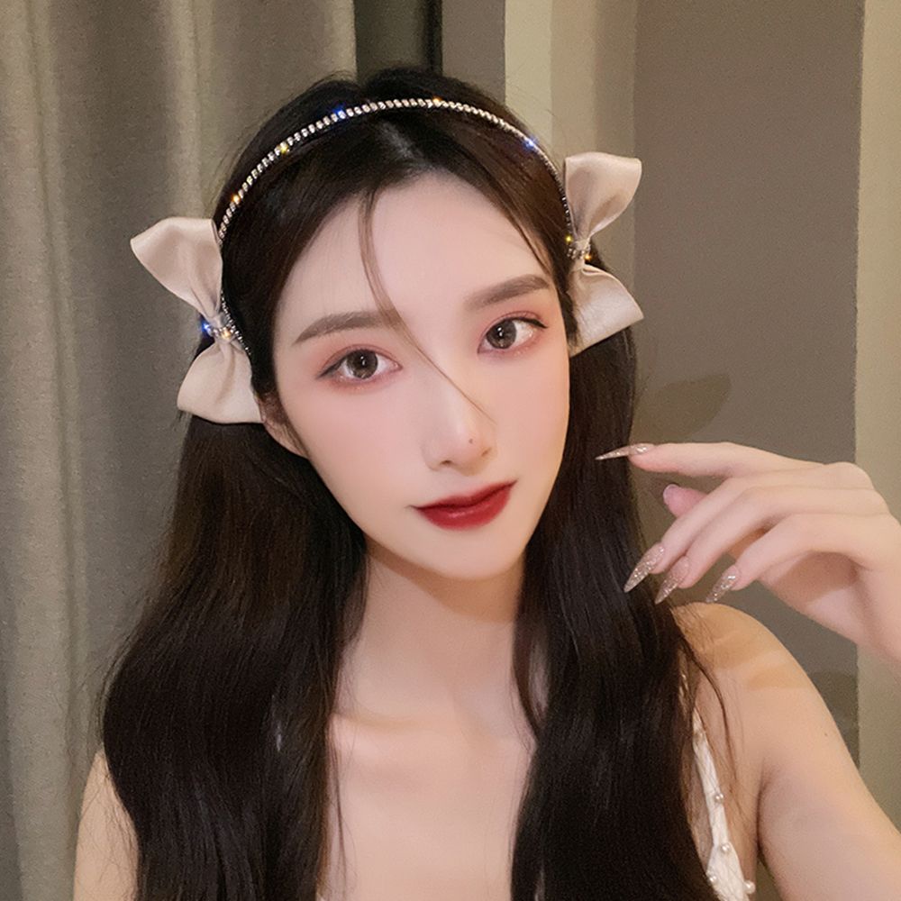 Cài tóc đính nơ và kim cương giả phong cách Hàn Quốc cổ điển hợp thời trang