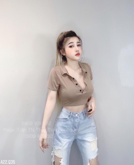 Áo Croptop nữ cổ bẻ chất lụa mềm mịn - freesize dưới 51kg - Carotshop - CRS | BigBuy360 - bigbuy360.vn