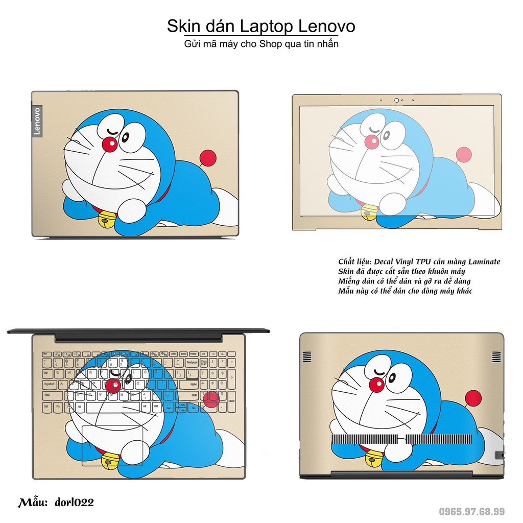 Skin dán Laptop Lenovo in hình Doraemon (inbox mã máy cho Shop)