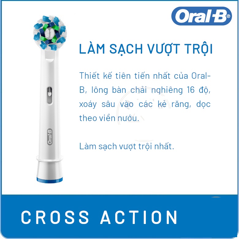 Bàn chải điện Oral B Pro 100 có hộp đựng du lịch,  Cross Active đánh tan mảng bám