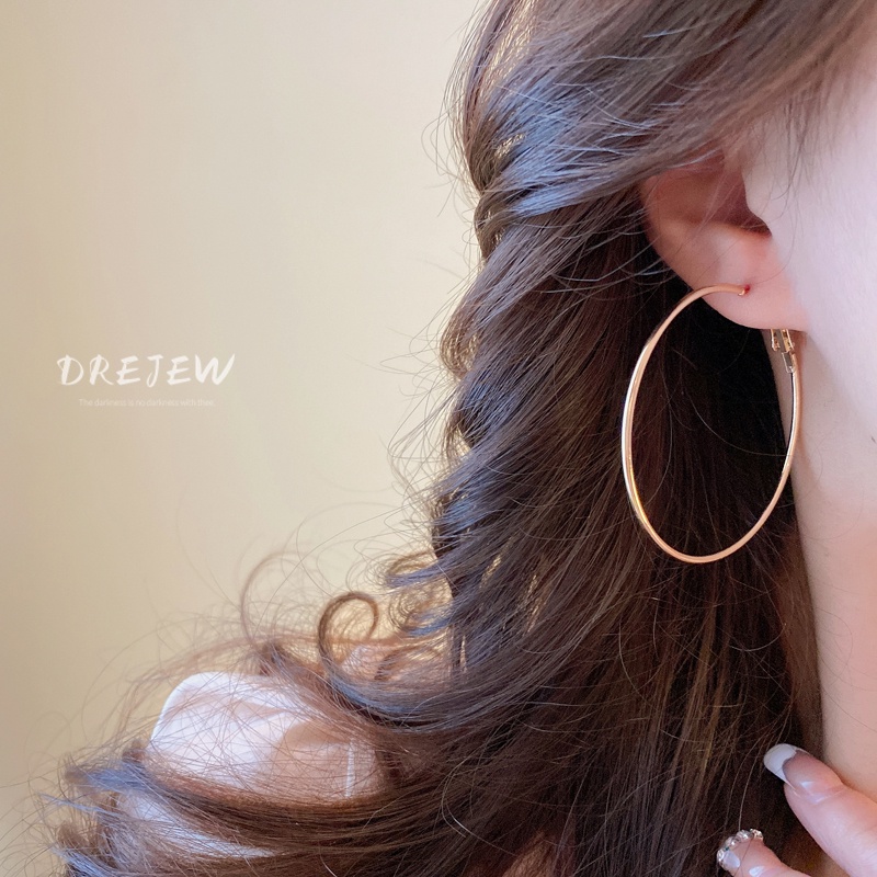 DREJEW Khuyên tai kim loại màu bạc phong cách Âu Mỹ đơn giản thời trang cho nữ