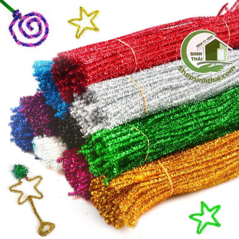 Dây kẽm xù kim tuyến, kẽm làm đồ chơi, mô hình  - màu xanh lá