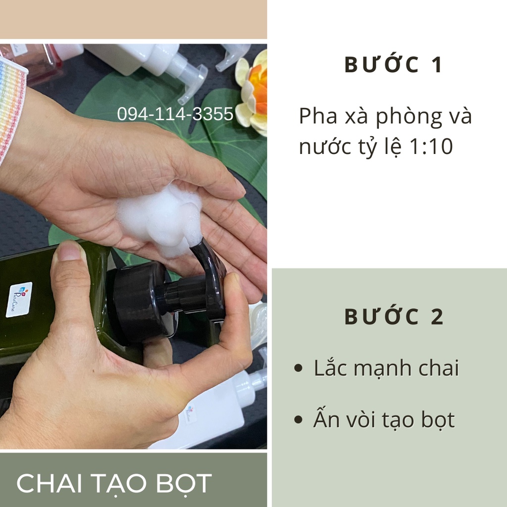 Chai Xịt Tạo Bọt 250ml 450ml chiết nước rửa tay dầu gội sữa tắm mỹ phẩm