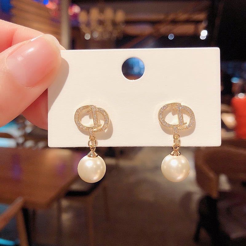 Đôi Bông Tai Hình Chữ Cái Đính Đá Thời Trang Cho Nữ