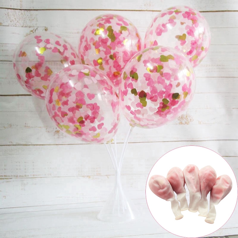 Set 10 quả bóng bay hình trái tim màu hồng và vàng 12inch dùng cho tiệc cưới tiệc sinh nhật