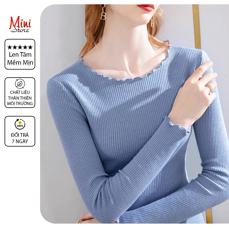 Áo len tăm cổ tròn viền nhún mềm mại - Hót 2022 | BigBuy360 - bigbuy360.vn