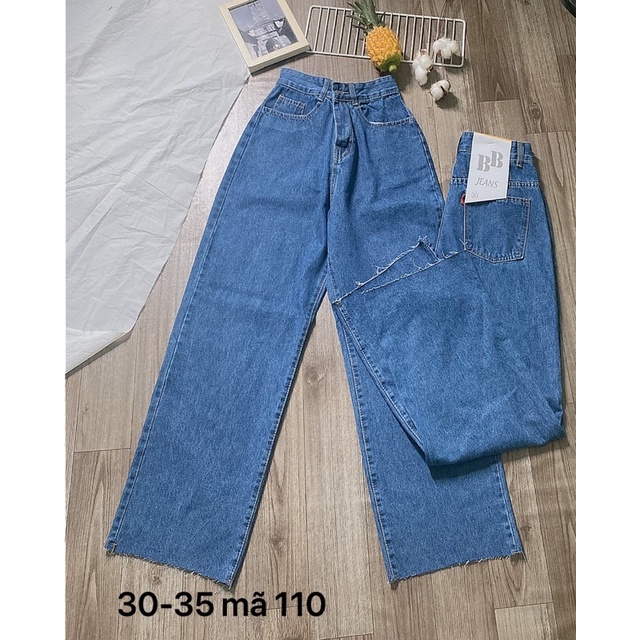Bigsize 55 đến 80kg Quần Jeans Ống Suông Rộng Nữ VNXK Quần Bò Ống rộng Size Lớn lai Cắt Ms 110