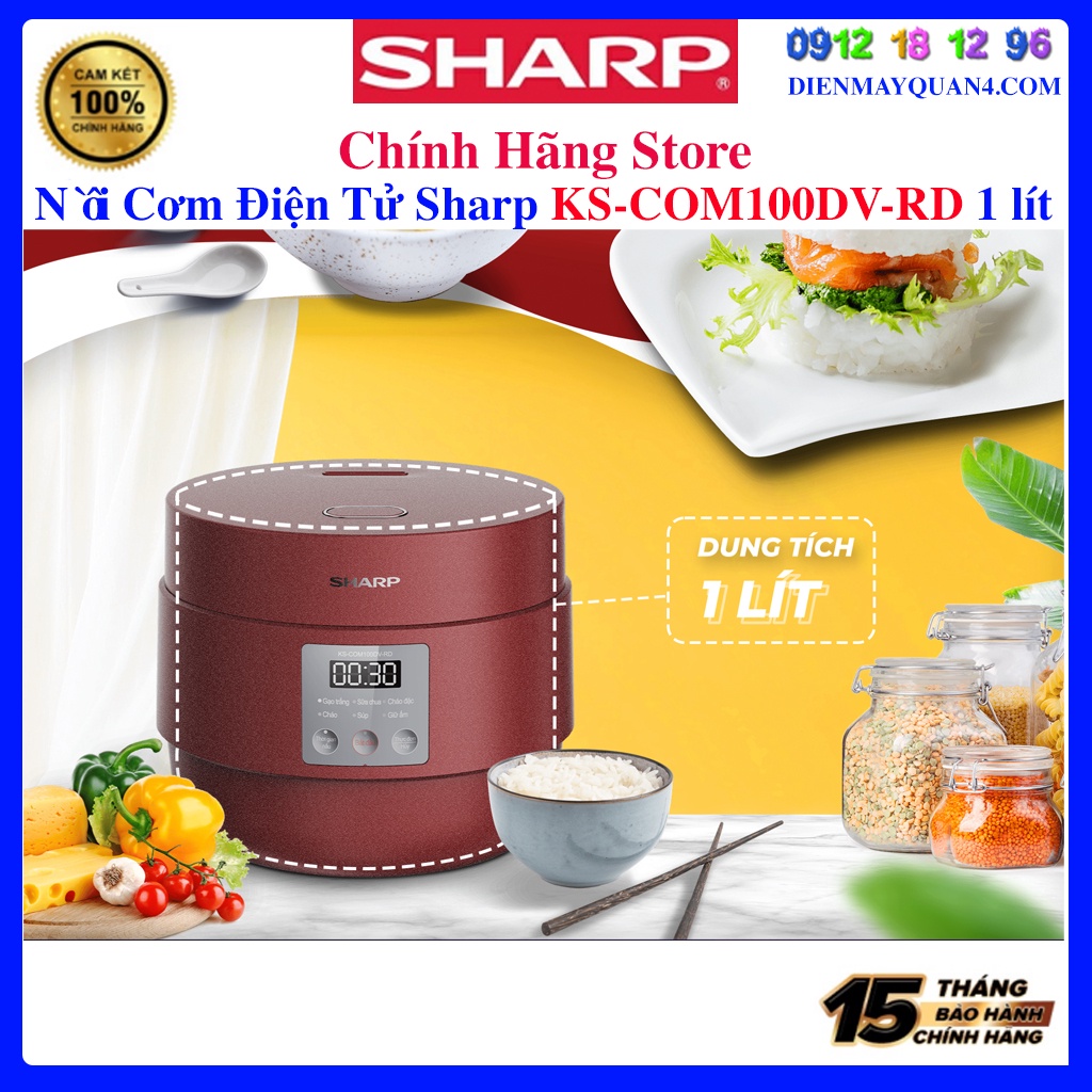 [Sharp COM100DV] Nồi Cơm Điện Tử Sharp KS-COM100DV-RD 1 Lít