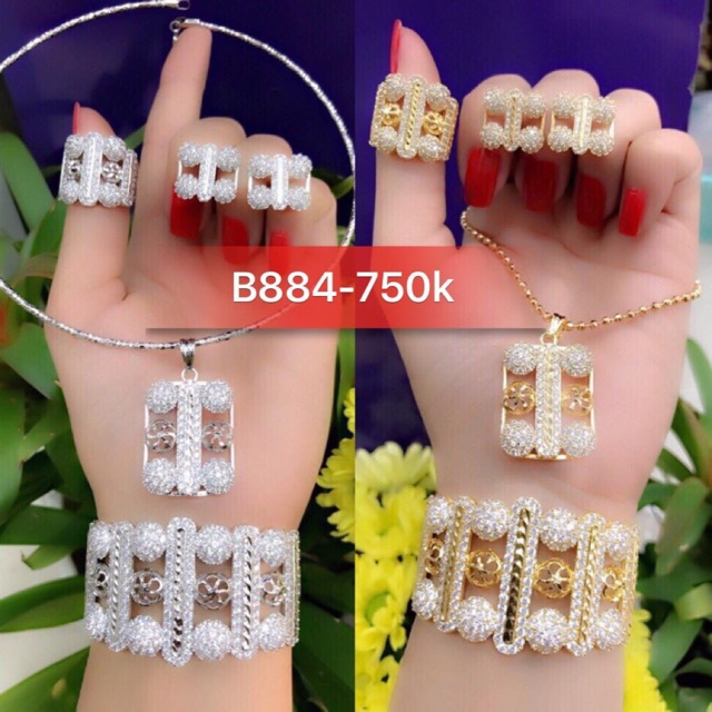 Bộ trang sức xi mạ vàng và bạch kim cao cấp B884
