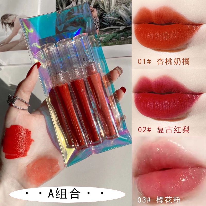 Set 3 Son Môi Dạng Lỏng 5Y6S Màu Hoa Anh Đào Đẹp Mắt