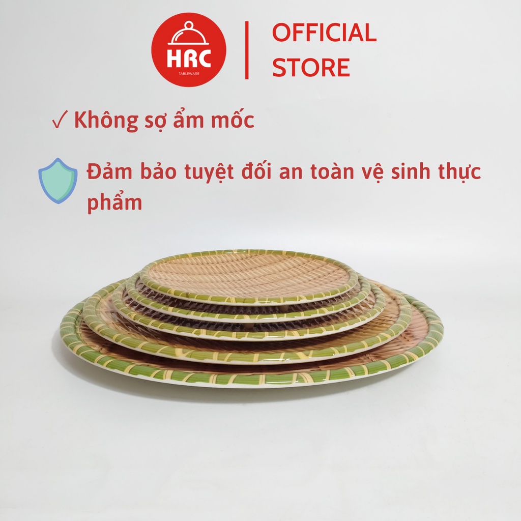 Đĩa nhựa giả mây tre đan [HÀNG DÀY]  phíp giả mây mẹt tre tròn cao cấp đủ size có chân đế để hoa quả bún mẹt