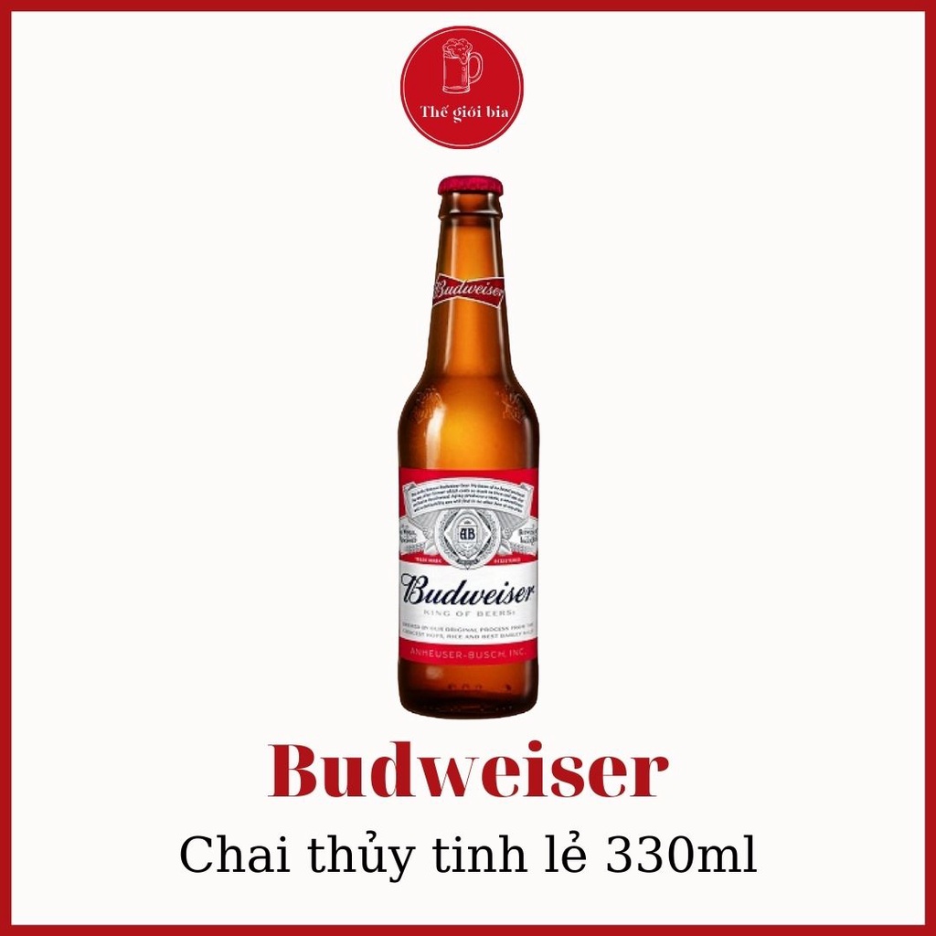 Chai bia thủy tinh Budweiser lẻ 330 ml dùng thử | Chính hãng
