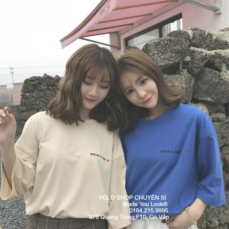 Áo thun tay lỡ ♥️ ANIMAL IS LOVE ♥️ phông Unisex nam nữ tee oversize form rộng pull Ulzzang Streetwear Hàn Quốc vải mềm