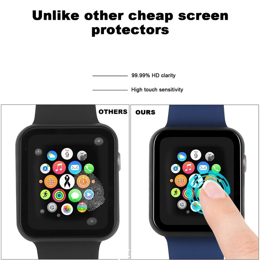 Metal Case for Apple Watch 42mm 38mm 44mm 40mm iWatch Series 5 4 3 2 1 Screen Protector Tempered Film Glass Shell Cover