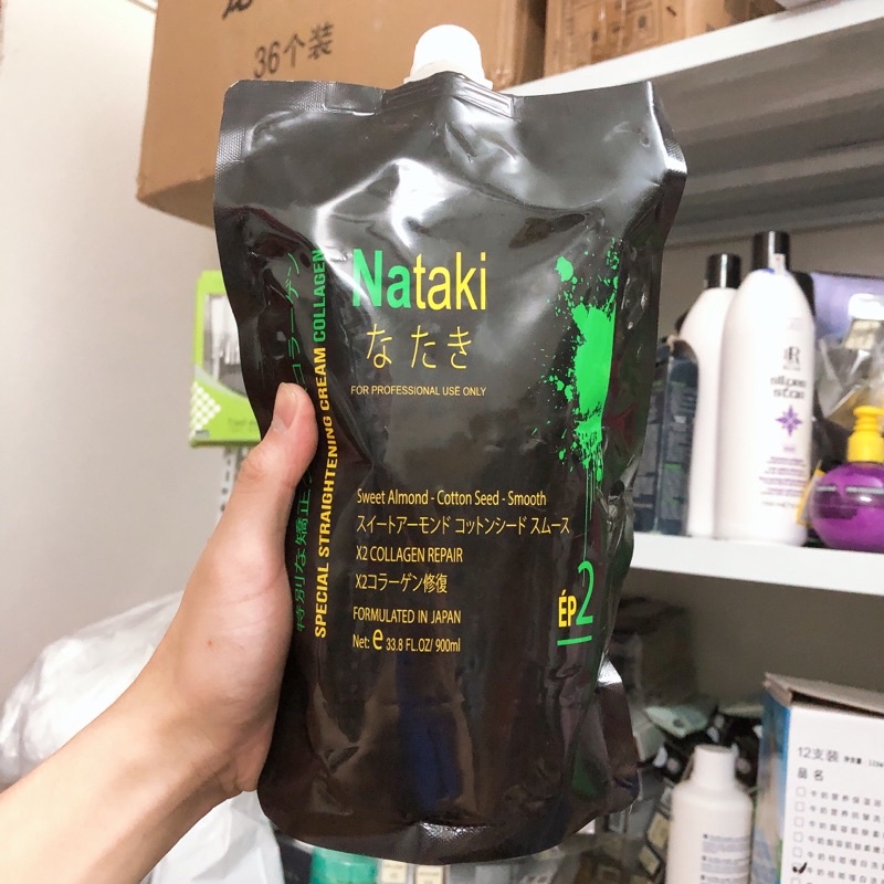 Thuốc Ép Tóc Collagen Phục Hồi Siêu Thẳng Nataki Formulated In Japan 1800ml 2 túi