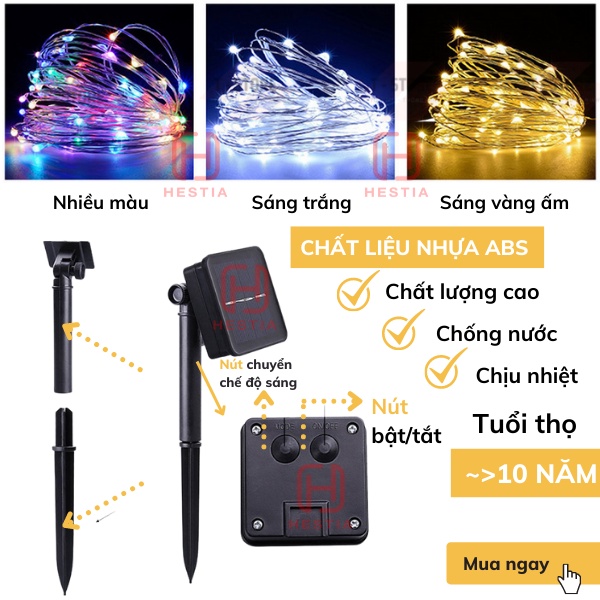 Đèn Led Dây Đom Đóm Dùng Năng Lượng Mặt Trời Hestia 100/200 Bóng Chiếu Sáng