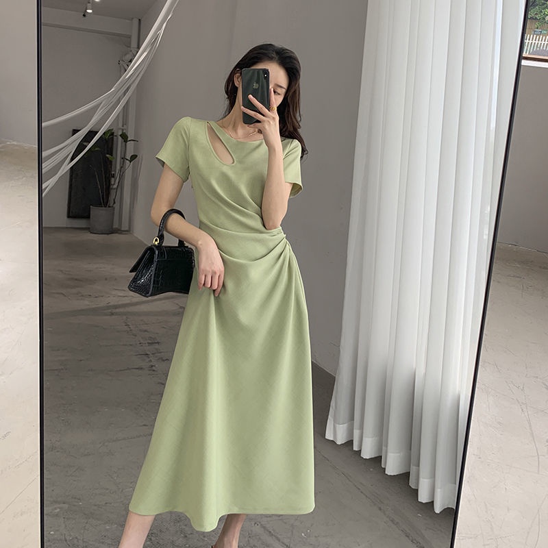 Đầm dài UIOWOO ôm eo phong cách Pháp cổ điển thời trang cho nữ