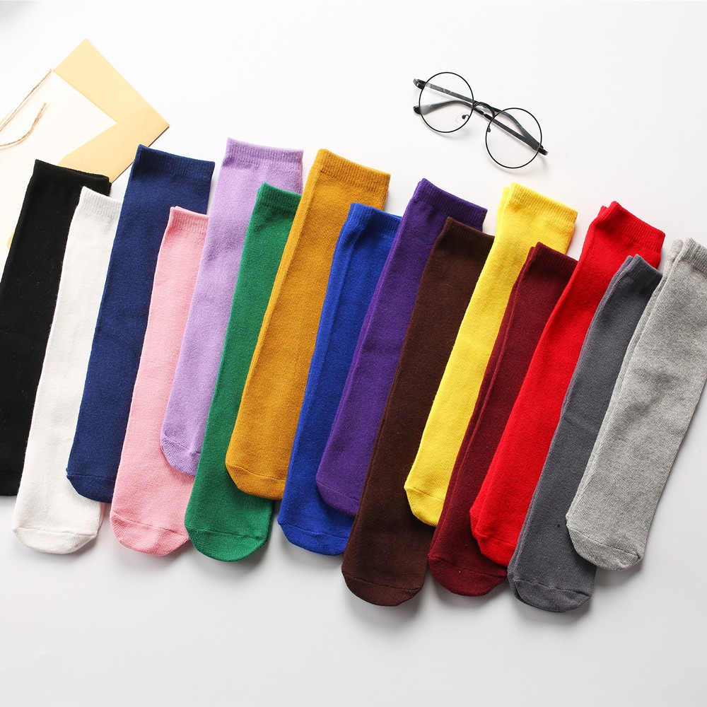 Vớ Cotton Cổ Thấp Màu Kẹo / Vàng / Xanh Dương / Tím / Xanh Lá / Đen Phong Cách Hàn Quốc Xinh