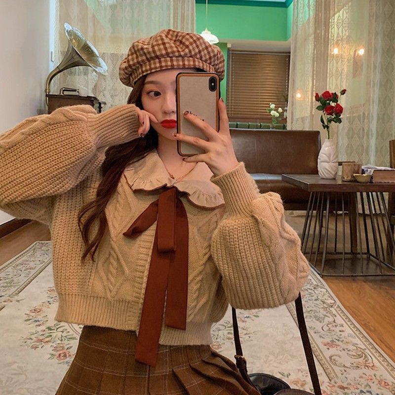 Set áp len cổ sen chân váy ngắn xòe xếp li ulzzang hàn quốc - Có ảnh thật