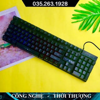 Bàn phím giả cơ chuyên chơi game led 7 màu Eweadn GX50, có dây cắm jack usb dùng cho máy tính, laptop