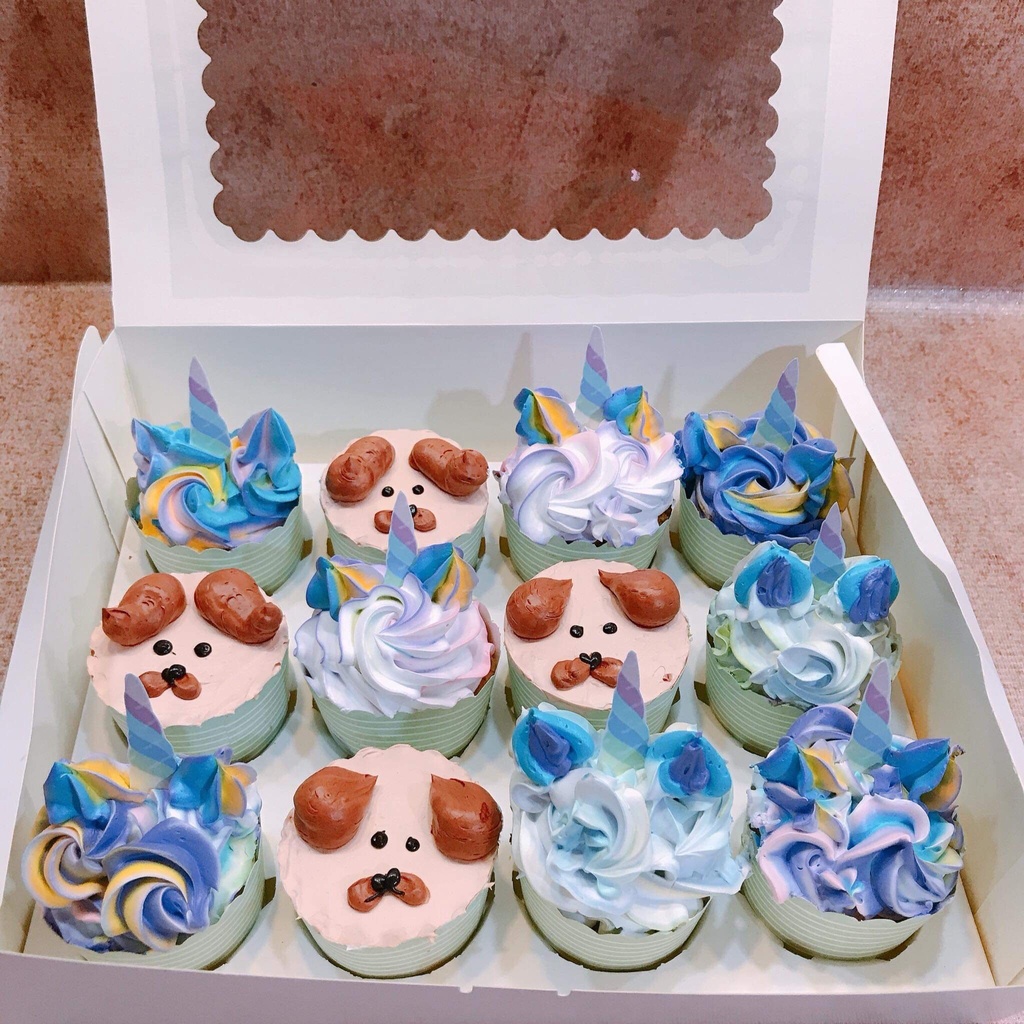 10 Hộp giấy nắp trong đựng 12 cupcake