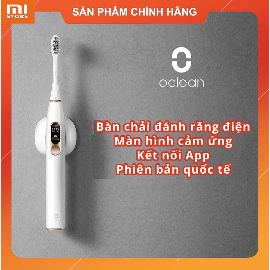 Bàn chải điện thông minh Xiaomi Oclean X bản quốc tế với màn hình cảm ứng, sạc nhanh, kết nối app, chống nước IPX7