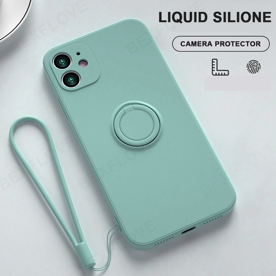 Ốp điện thoại silicone có nhẫn đỡ nam châm gắn trên xe hơi cho IPHONE 11 PRO XS MAX XR X XS 7 8 PLUS SE 2 2020